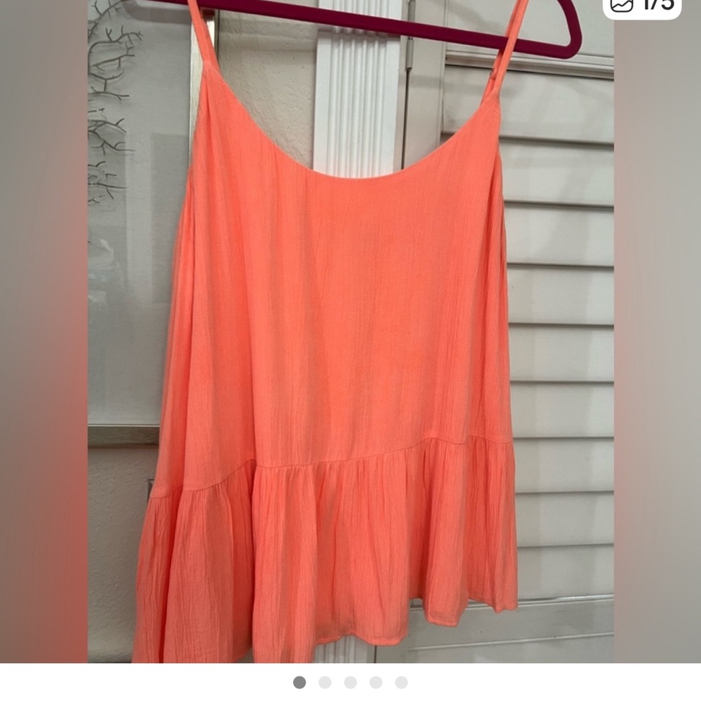 Lilly Pulitzer Women's Coral Sleeveless Ruffle Hem Tank Top
